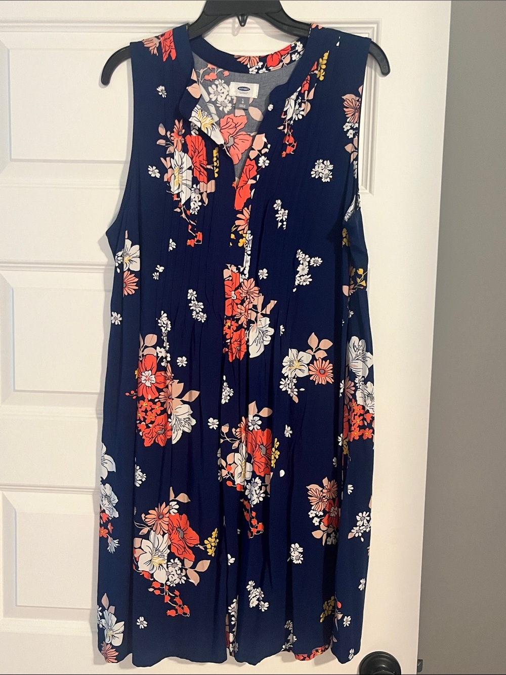Old Navy sleeveless Navy Blue Floral swing Dress Large NWOT